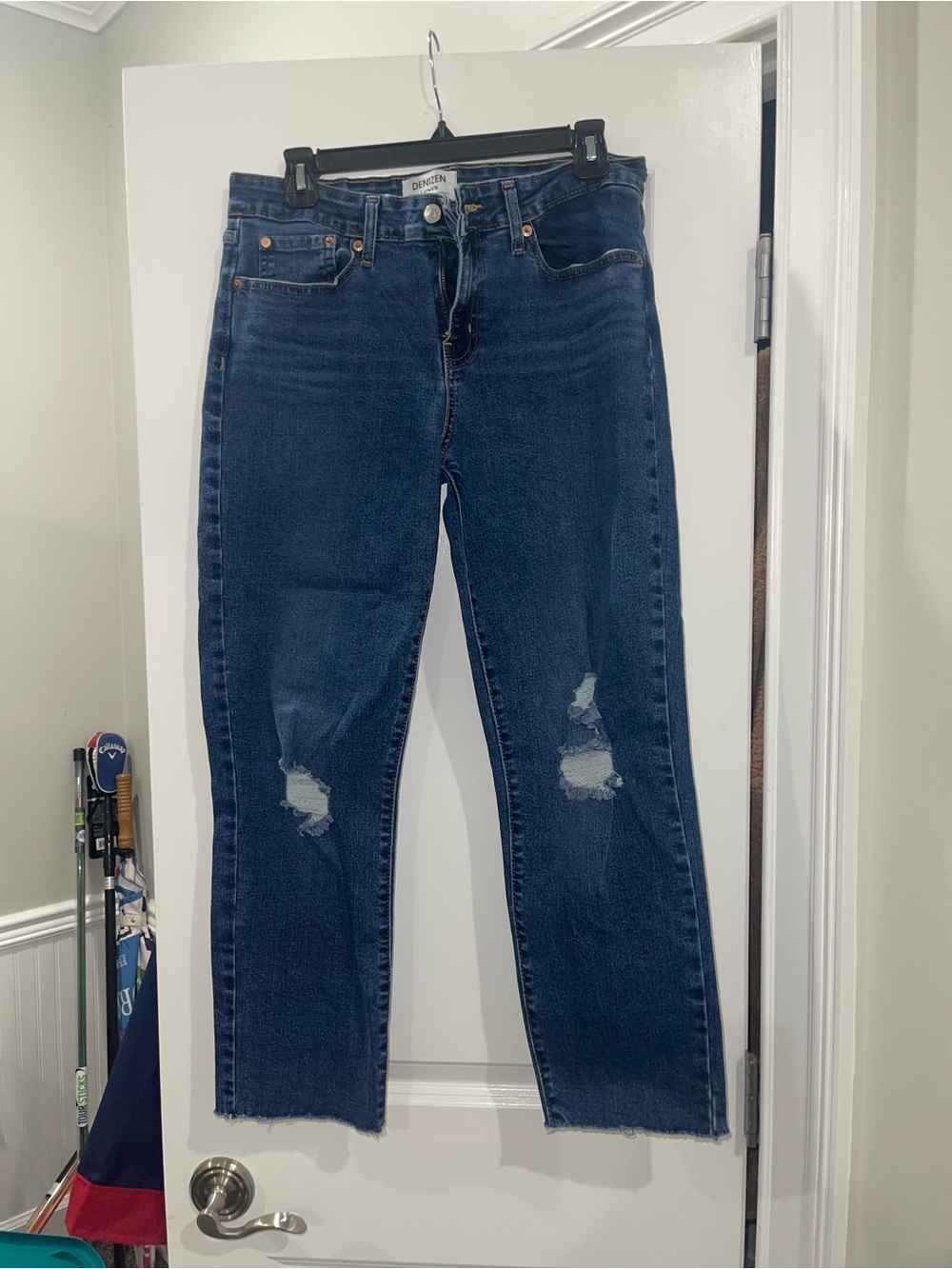 Levi's Dark Blue Boyfriend Jeans with Knee Distressing